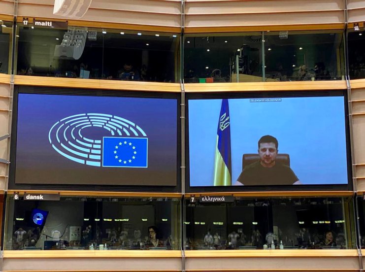 Prove youre with Ukraine volodymyr zelenskyy speech in European Parliament on Russian attack