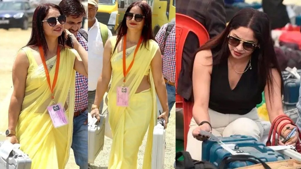 reena dwivedi lemon saree election duty viral photo