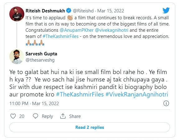 Riteish Deshmukh Trolled For Tweet About The Kashmir Files