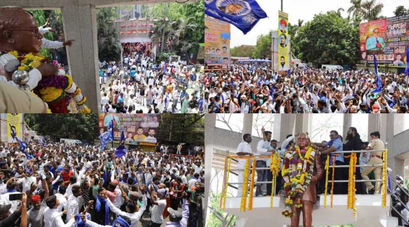 पुण्यातील रेल्वे स्टेशन परिसरात उत्साहात डॉ. बाबासाहेब आंबेडकर जयंती साजरी करण्यात आली. (फोटो सौजन्य : पवन खेंगरे - एक्स्प्रेस फोटो)