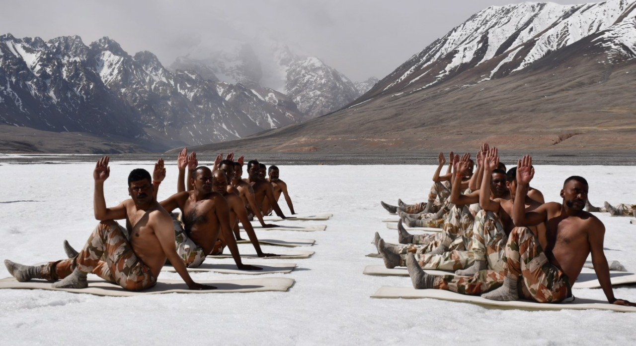 International Yoga Day 2022 ITBP jawans perform yoga aasans 