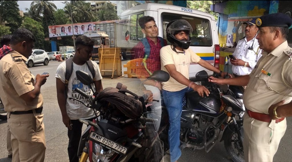 Mumbai Police taking Strict action against helmetless pillion riders