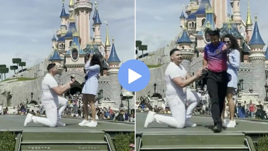 Man Was proposing to his girlfriend in public at Disneyland