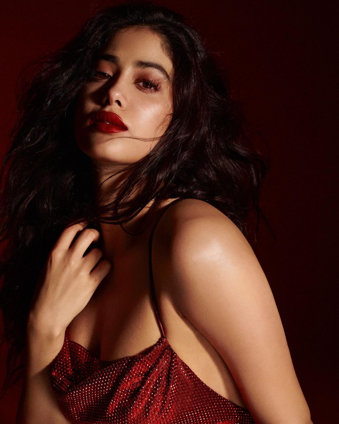 Janhvi Kapoor latest Photoshoot, Janhvi kapoor new look, hot janhvi kapoor, red dress janhvi kapoor, 