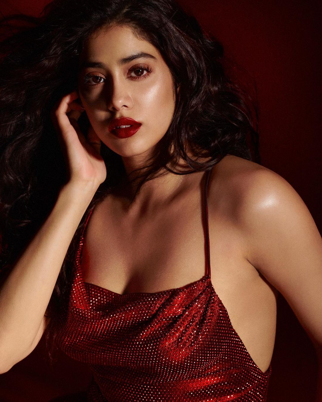 Janhvi Kapoor latest Photoshoot, Janhvi kapoor new look, hot janhvi kapoor, red dress janhvi kapoor, 