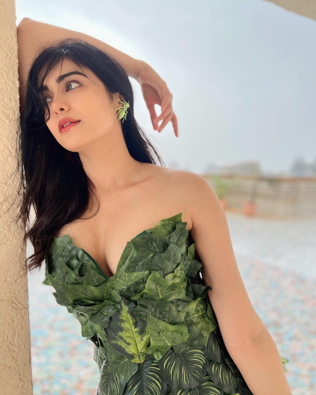 Adah Sharma Leafy Dress Hot Photos