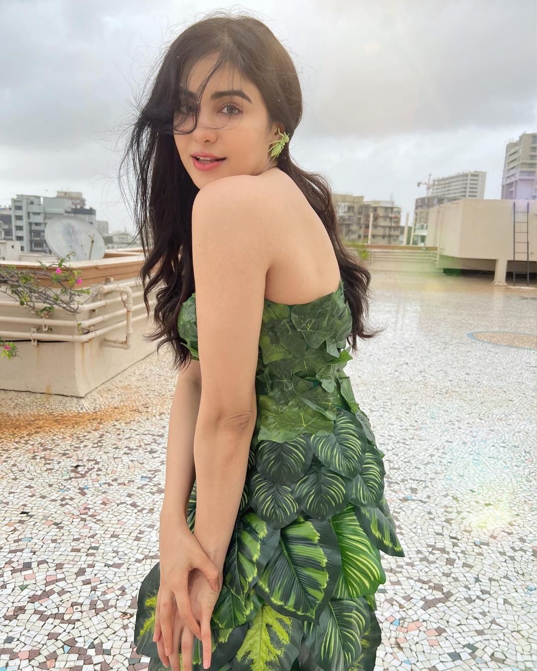 Adah Sharma Leafy Dress Hot Photos