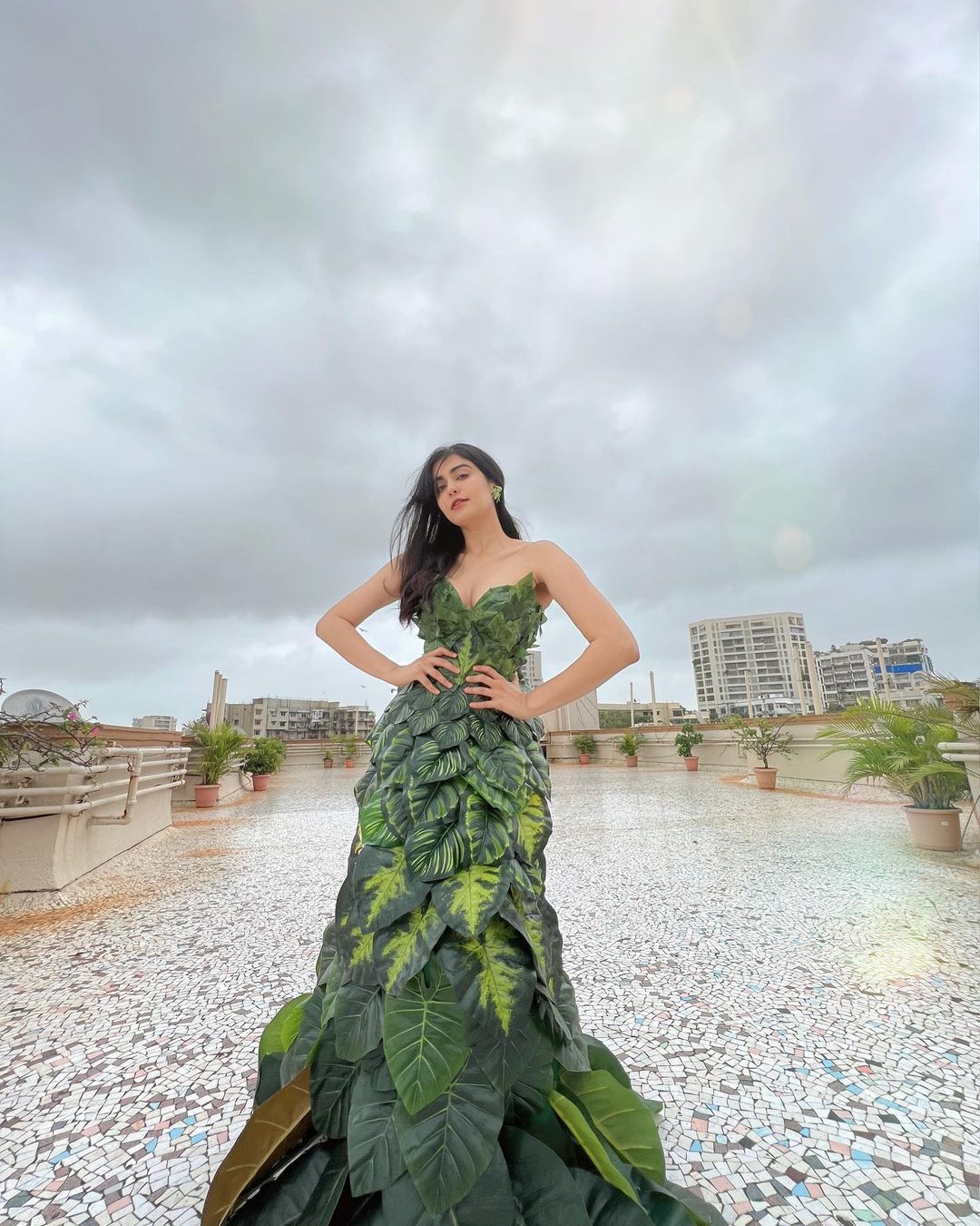 Adah Sharma Leafy Dress Hot Photos