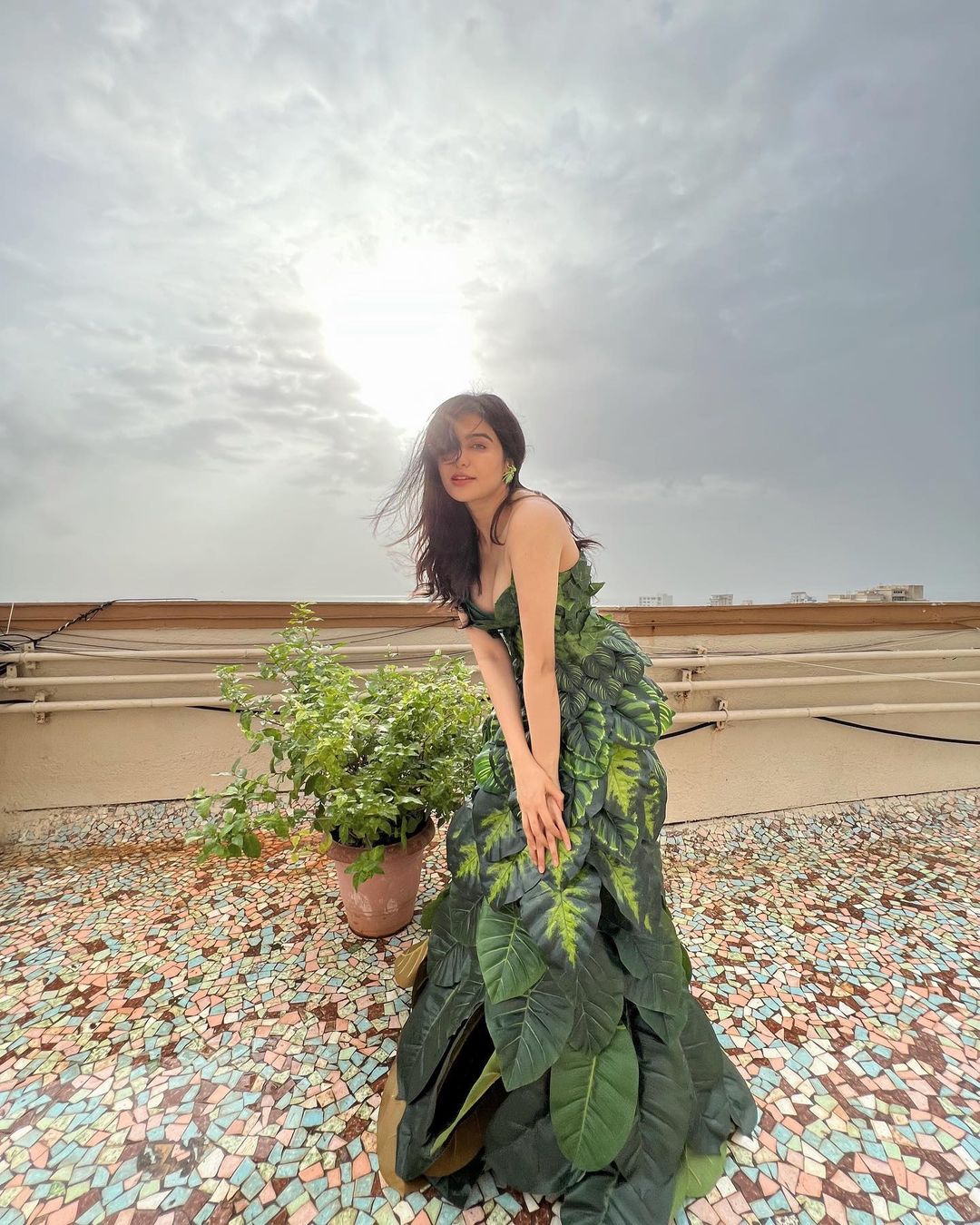 Adah Sharma Leafy Dress Hot Photos