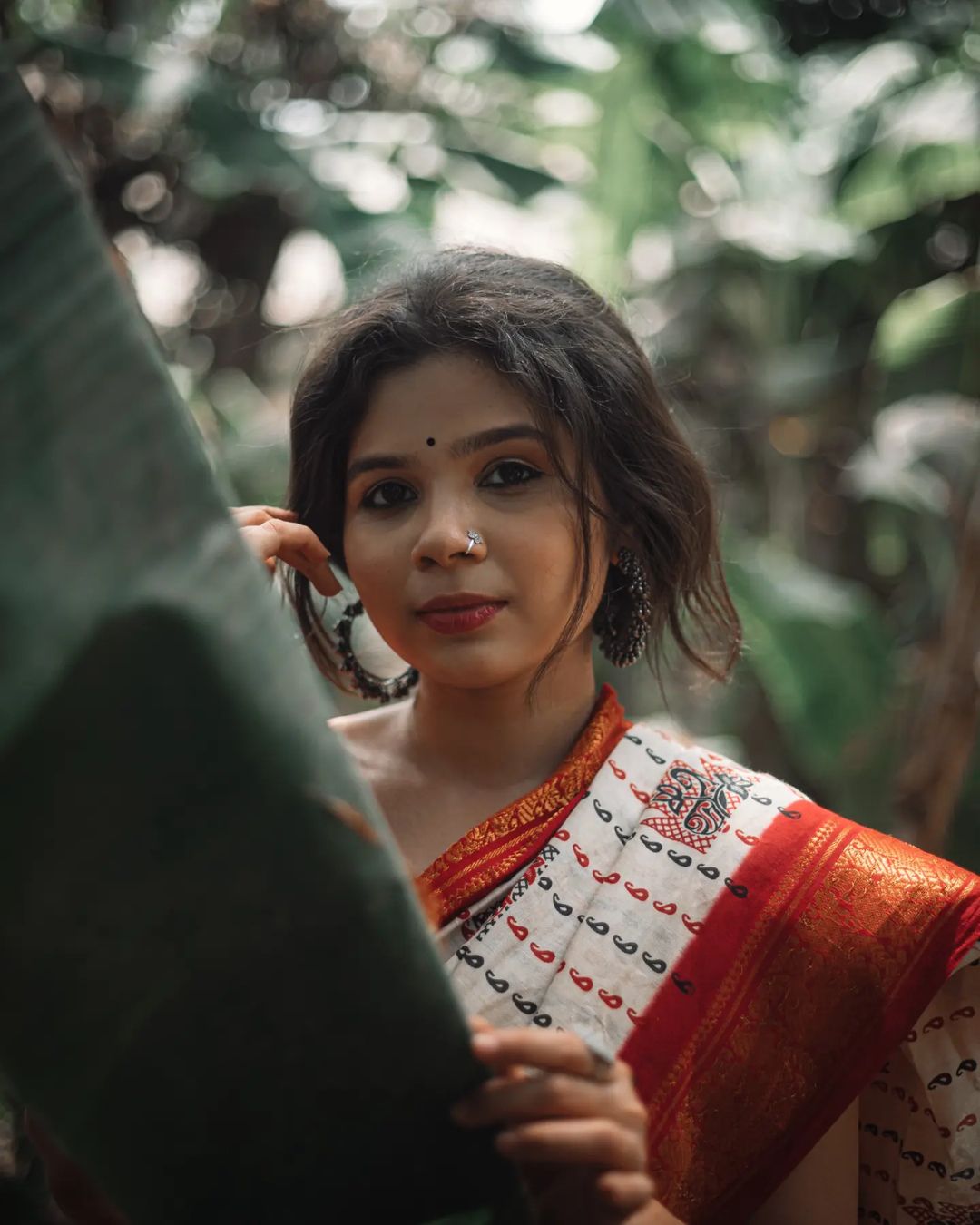 Bhagyashree Milind White Saree Photoshoot