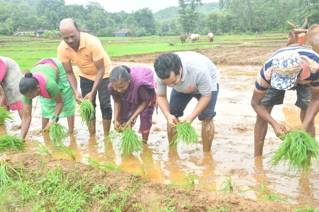 photos bjp leader nitesh rane farming at Kokan Farm