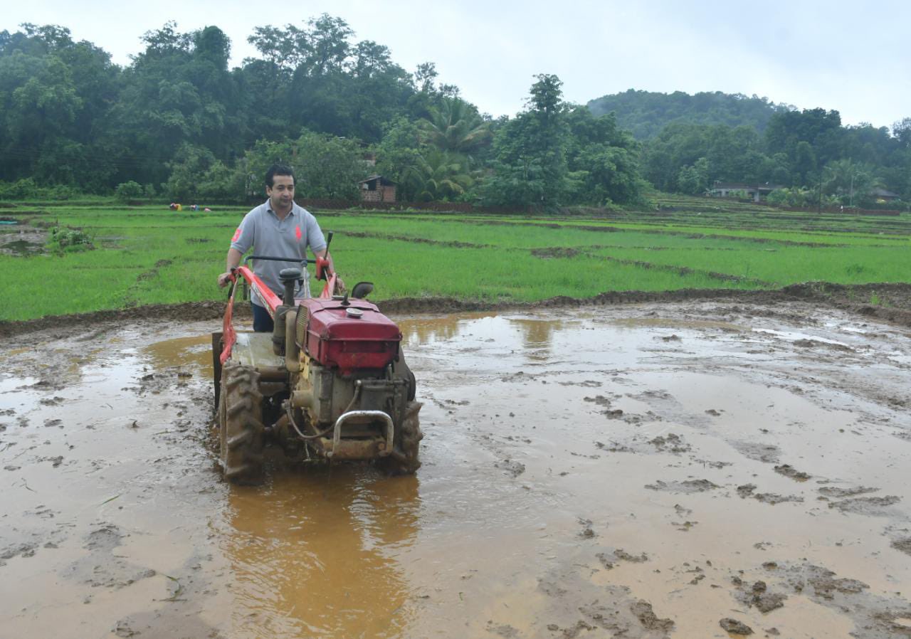 photos bjp leader nitesh rane farming at Kokan Farm