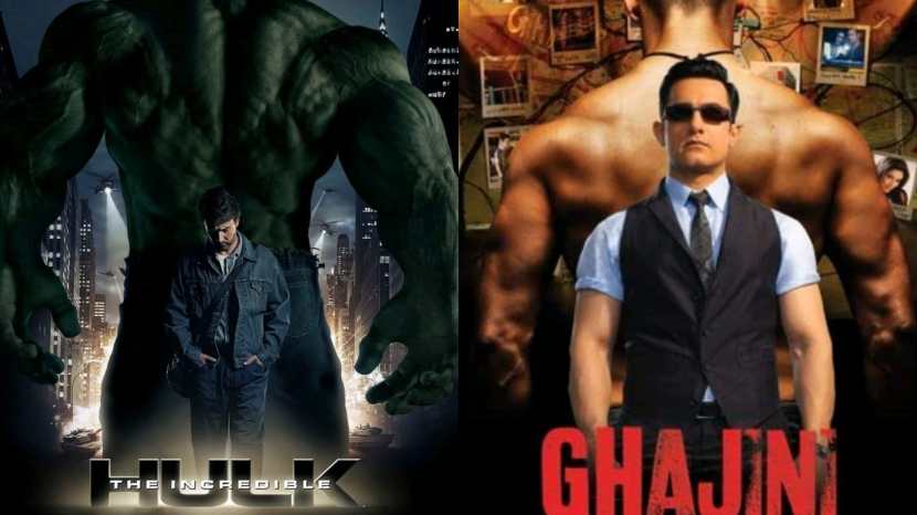 आमिर खानच्या 'गजनी'च्या पोस्टरमध्ये तर थेट avengers मधल्या hulk ची झलक दिसते.