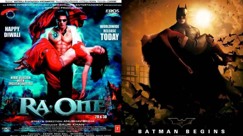 शाहरुख खानचा बहुचर्चित 'रा.वन' आणि 'बॅटमॅन बिगीन्स'च्या या पोस्टर्सची तुलना सतत होतच असते.