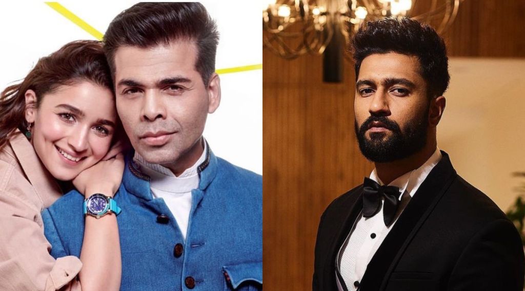 vicky kaushal koffee with karan, vicky kaushal katrina kaif, karan johar alia bhatt vicky kaushal, karan johar alia bhatt, करण जोहर, आलिया भट्ट, विक्की कौशल, कतरिना कैफ, विकी कौशल लग्न, कॉफी विथ करण ७