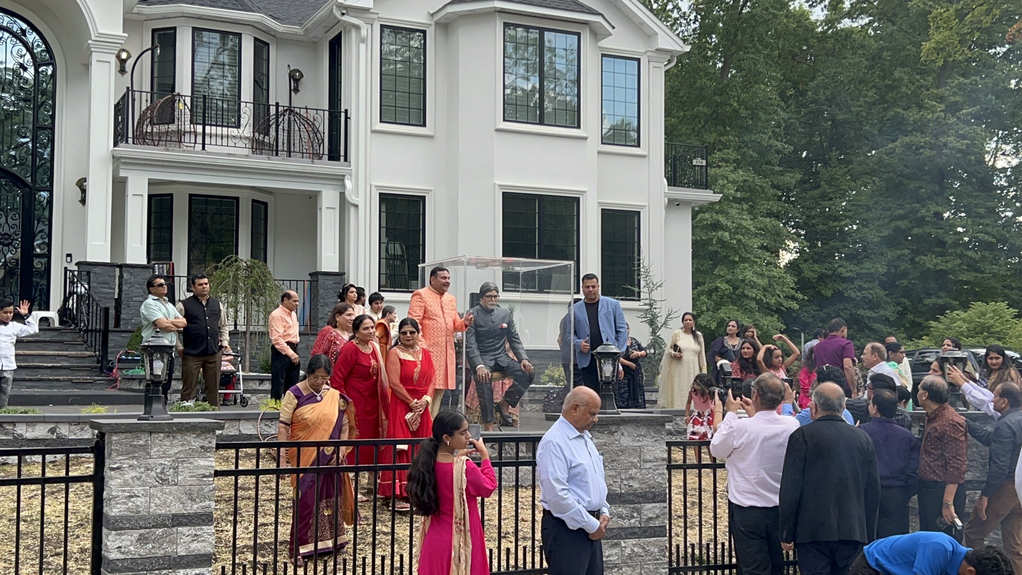 A statue of Amitabh Bachchan installed by an Indian-American family