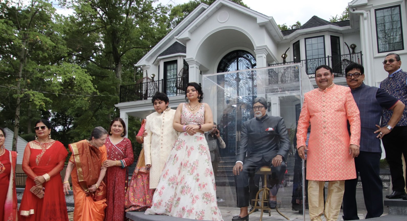 A statue of Amitabh Bachchan installed by an Indian-American family