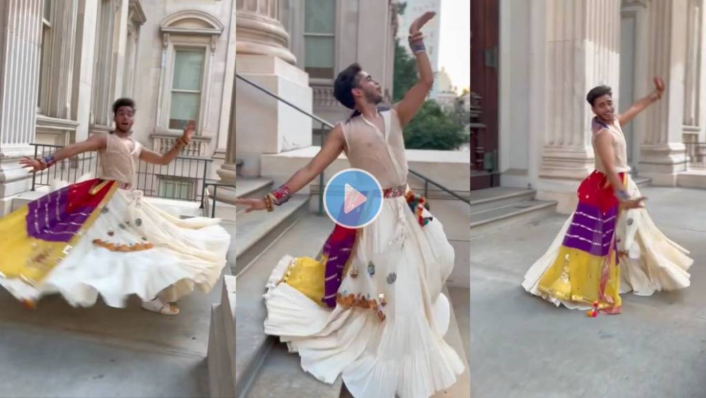 Man-Wearing-Skirt-And-Sneakers-Performs-Garba