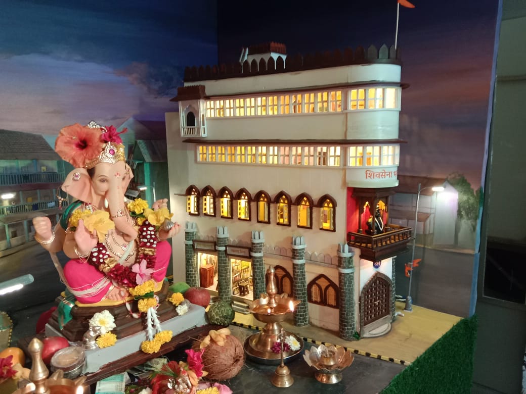 Shiv Sena Bhavan erected for Bappa decoration