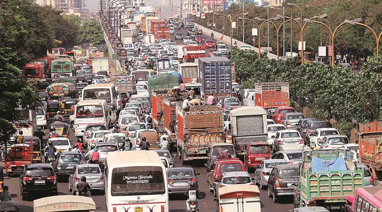 Traffic jam on mumbra bypass in thane