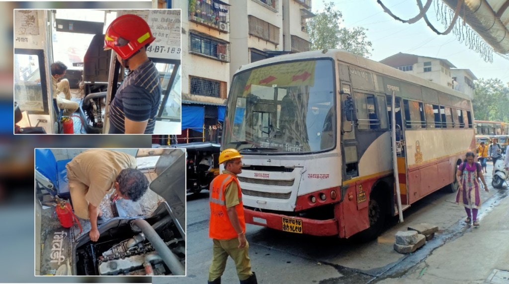 ST bus going from Thane to Bhiwandi caught fire