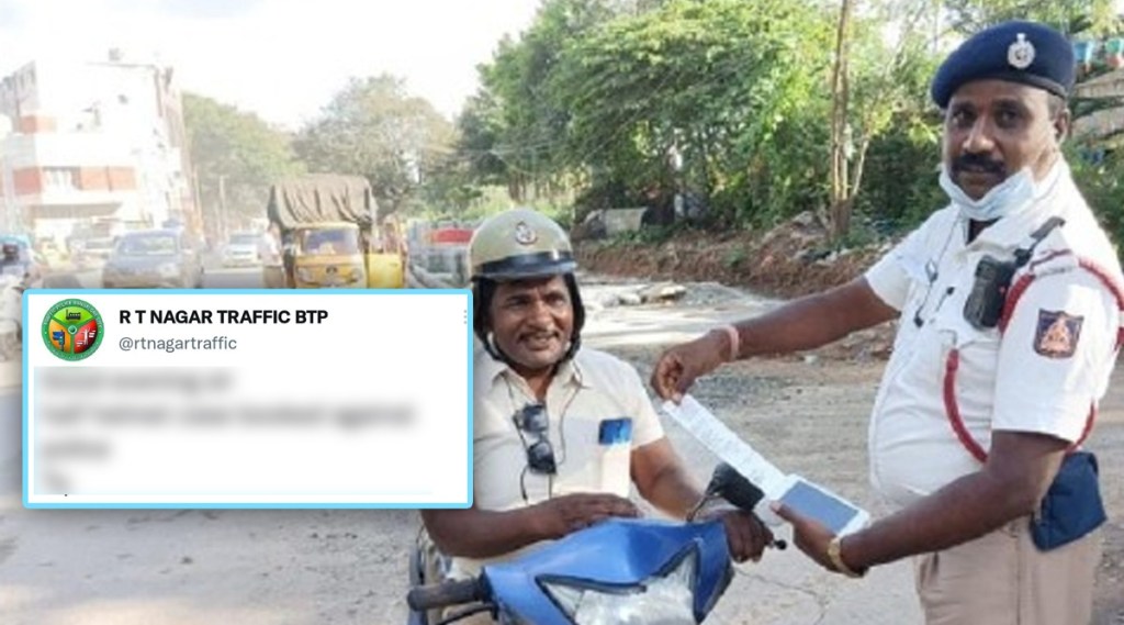 Bengaluru Traffic Policeman fines another cop for wearing wrong helmet photo goes viral on twitter 22