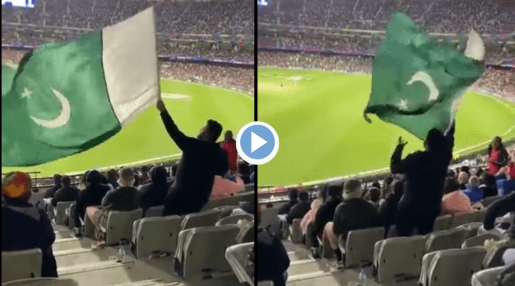 IND Vs PAK Highlight They Want Kashmir Pakistani Fan Held Flag Up side down Trolled Viral Video