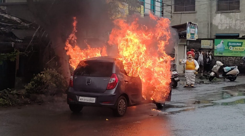 the thrill of a burning car in the rain