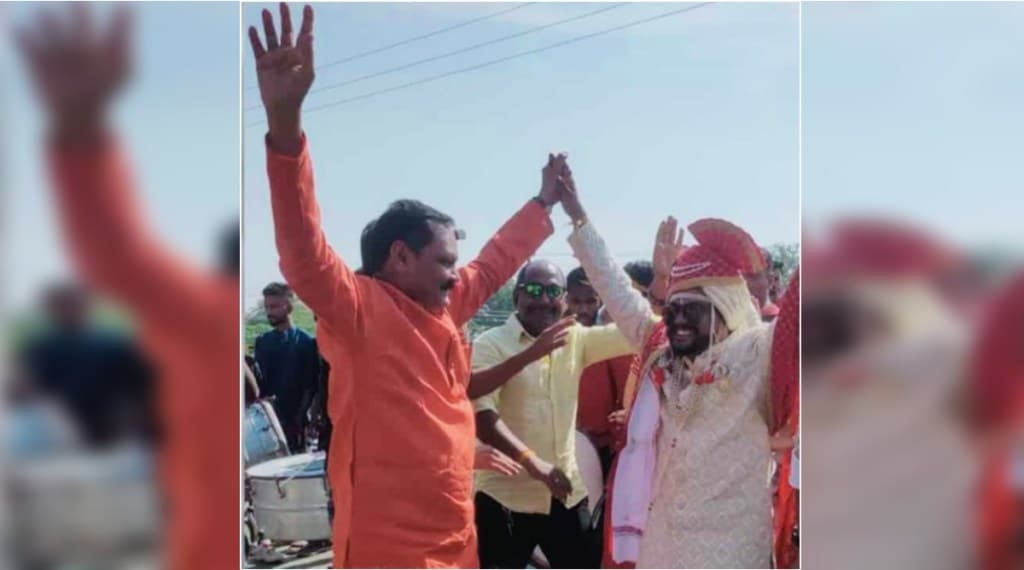 bjp MLA Ashok Uike danced at an party activists wedding