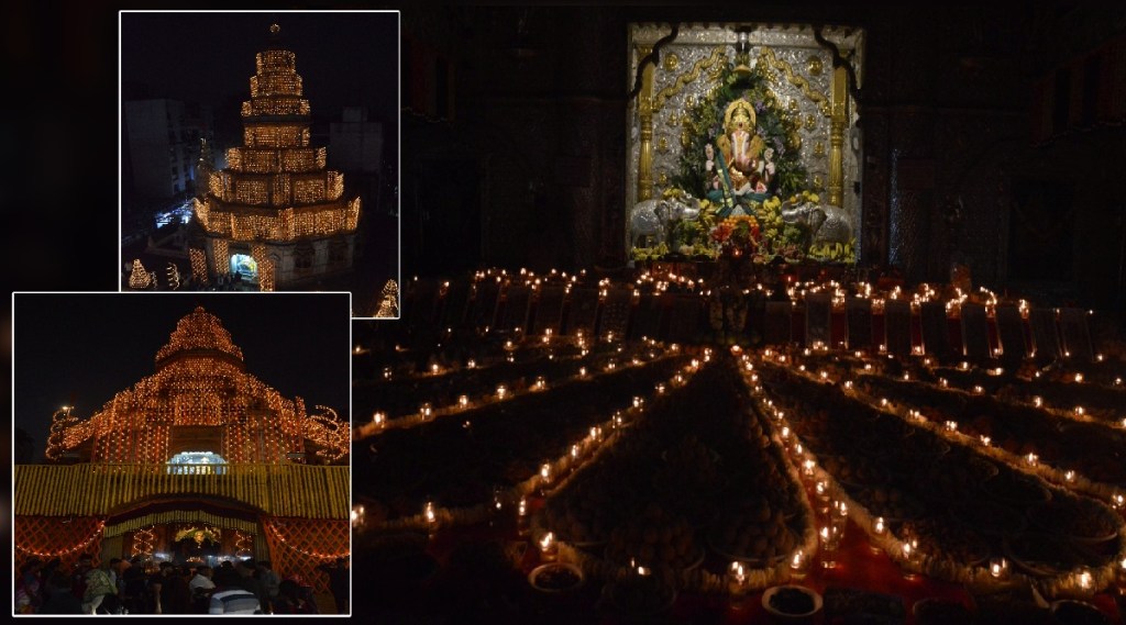 Decoration of lights in Dagdusheth Ganapati Temple on the occasion of Tripurari Poornima