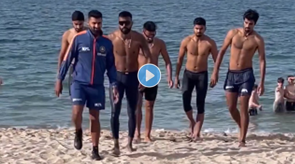 ind vs nz before first t20 indian players seen having fun on wellington beach video