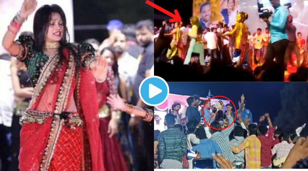 Gautami Patil Lavani Show Angry Fans Throws Stone 100 people go on stage Pulling Gautami Viral Video