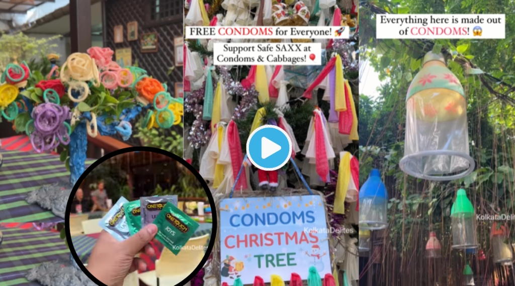 Video Condom Cafe Goes Viral Condom and Birth control Pills Decoration After Your Meal They Give Free Condom