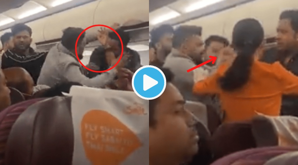 Video Physical Fight Between Two Passengers On Bangkok To India Flight Air Hostess Tries To solve Shocking Reaction Viral