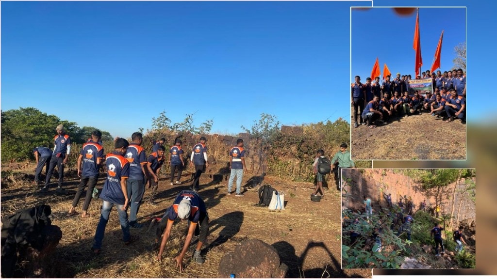 Cleanliness drive of Shambhudurg Pratishthan at Mahuli Fort near Shahapur