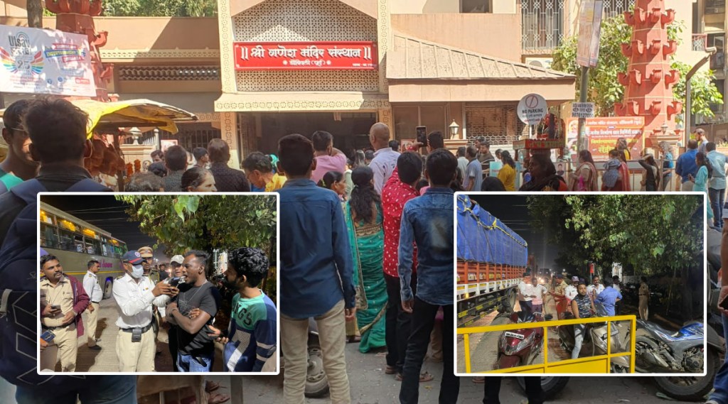 Crowd of youths to see Lord Ganesha at Ganesh temple in Dombivli