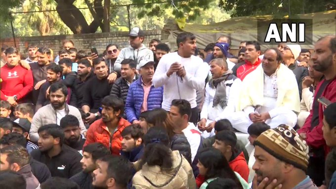 Wrestler protest at jantar mantar _ 11