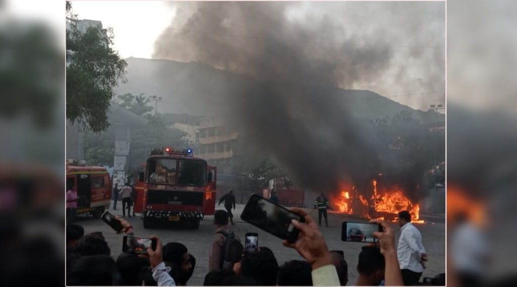 A TMT bus was gutted in a sudden fire