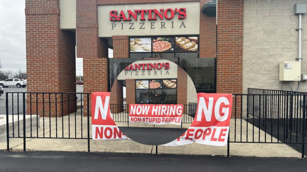 ohio pizza shop hiring sign