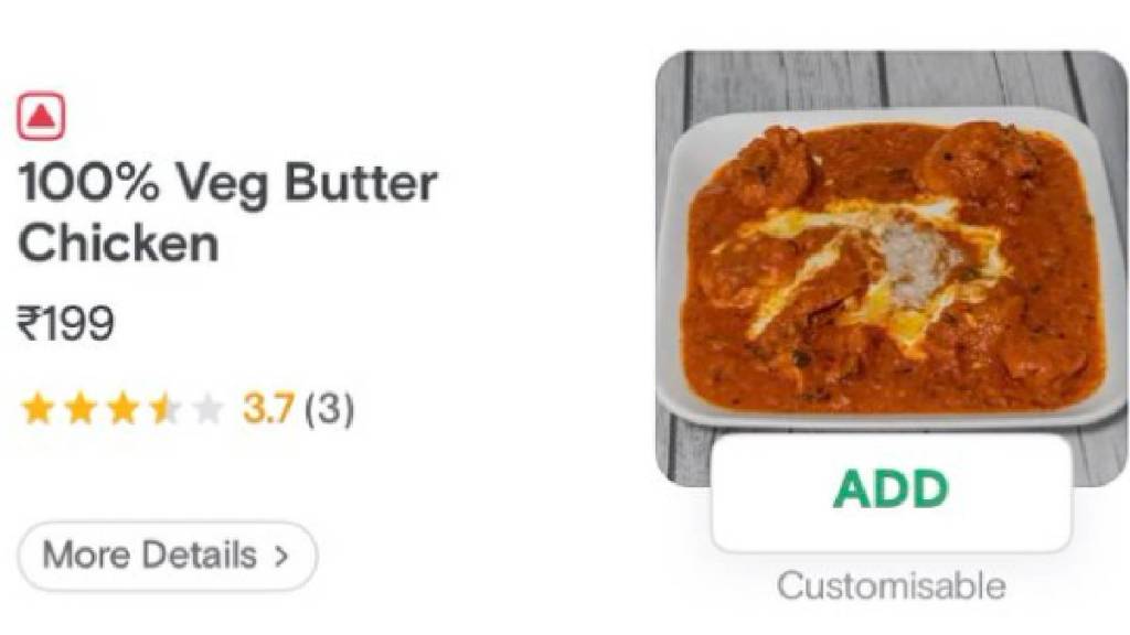 100% Veg Butter Chicken'?