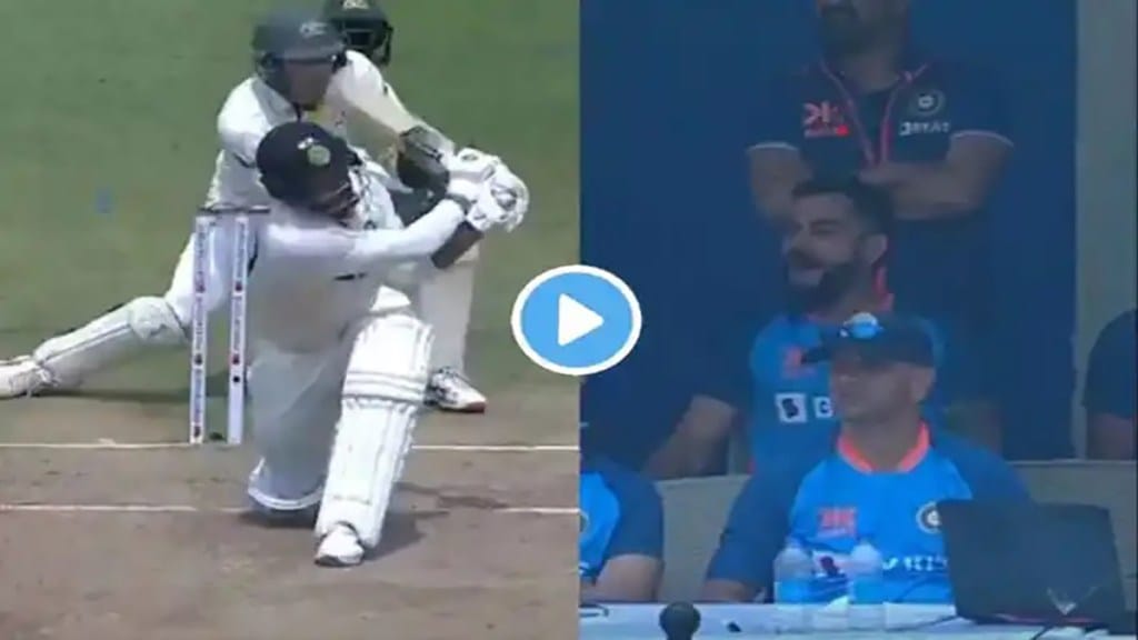 IND vs AUS 3rd Test: Umesh Yadav's Kneeling Skyscraper Six and Virat's Funny Reaction Video Viral