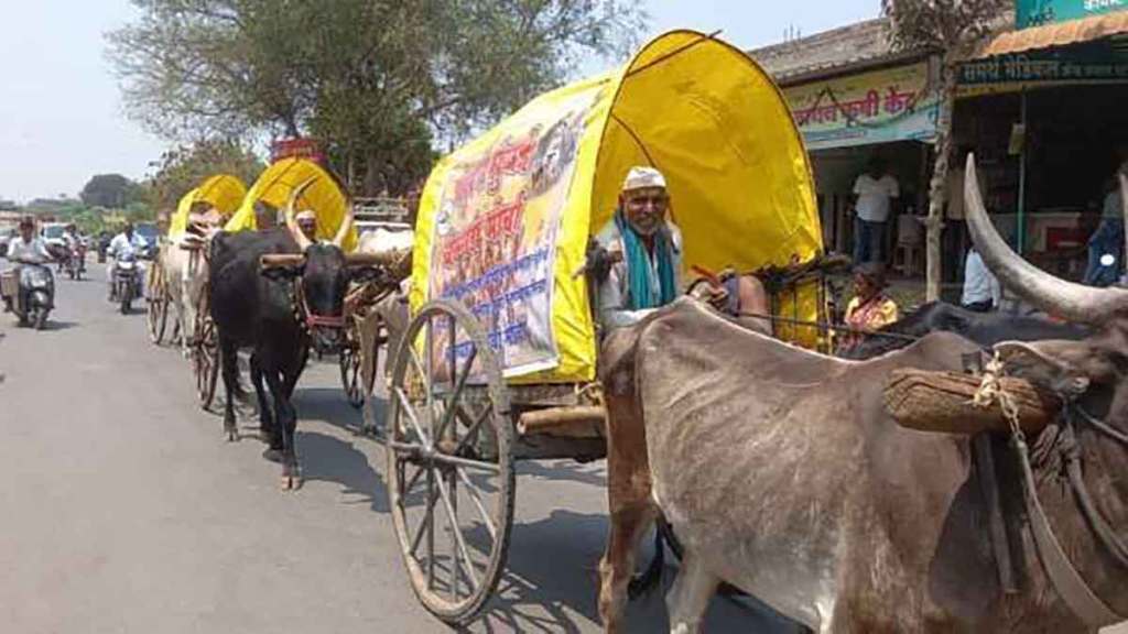 mandrup solapur to mumbai farmers bullock car