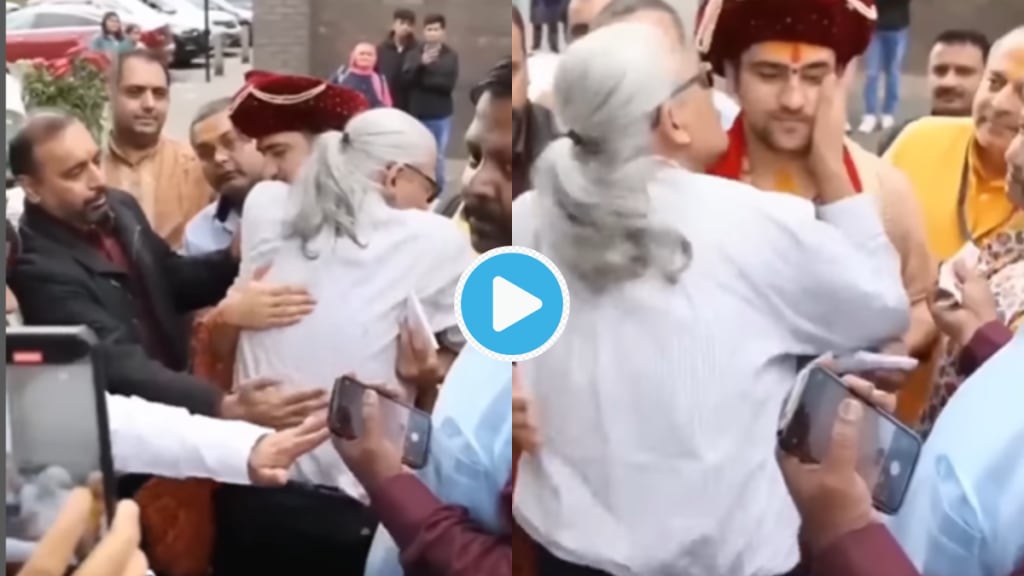 Video Bageshwar Dhirendra Krishna Shastri Kissed and Hug By Woman In London Viral Clip Shocks Netizens