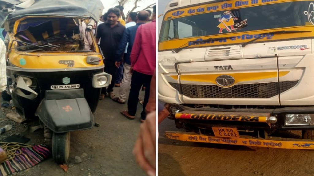 truck hit auto Vani Korpana road