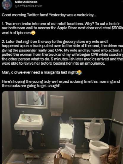 Apple Store Theft Thieves Robs 4 Crores worth iphone 14 Money Heist Style bathroom Broke Viral tweet After Tim Cook Mumbai Visit 