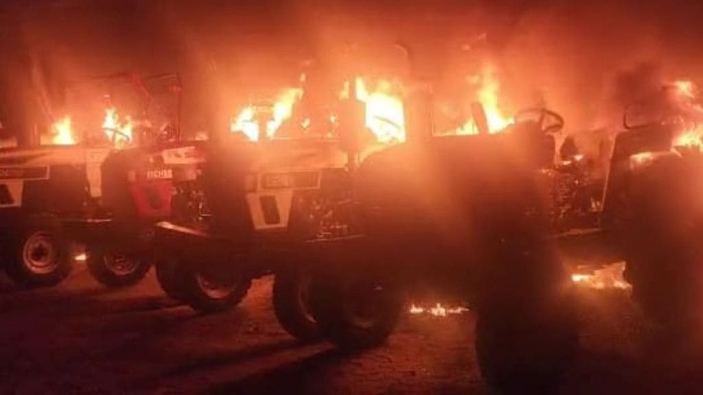 Six tractors burned