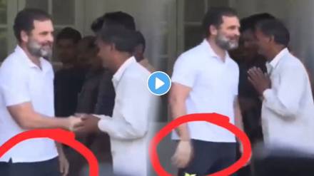 rahul gandhi wipe hands viral video