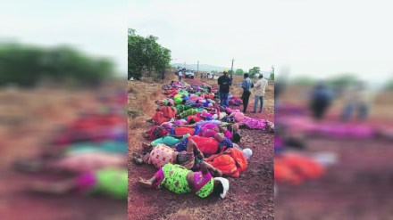 Women protestors tried to block soil testing for the project