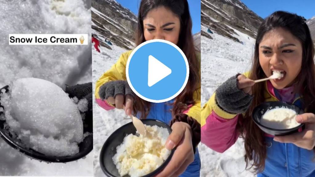 viral video woman making ice cream from snow in manali