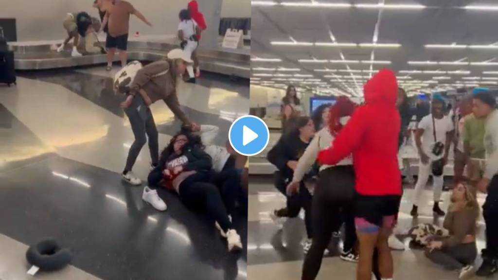 Passenger fight on airport chicago ohare airport brawl two groups video viral on social media